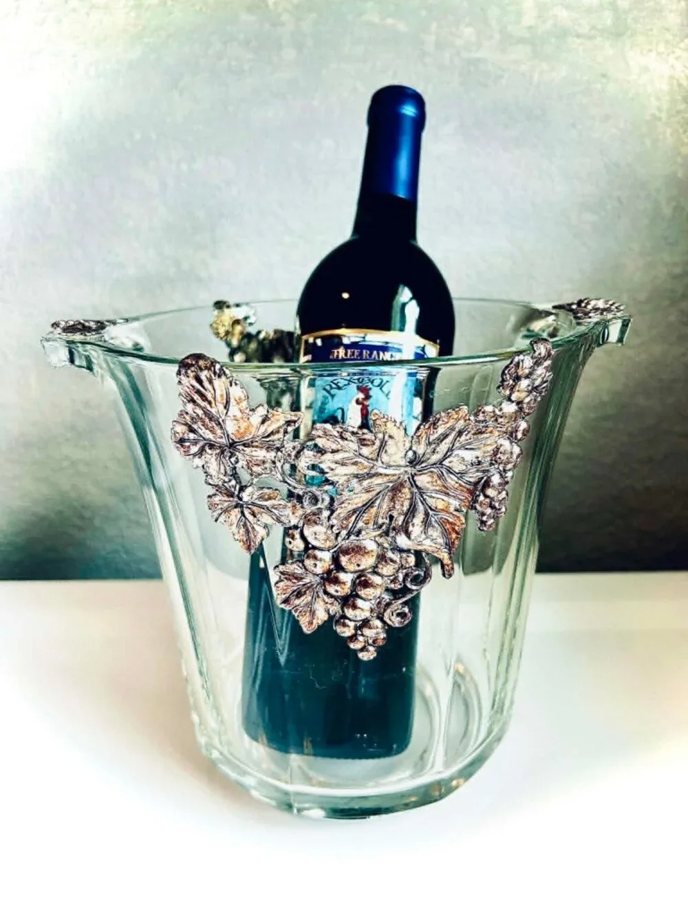 ARTHUR COURT DESIGNS Vint 1995 Collectible Grape Pattern Crystal Wine Ice BucKet